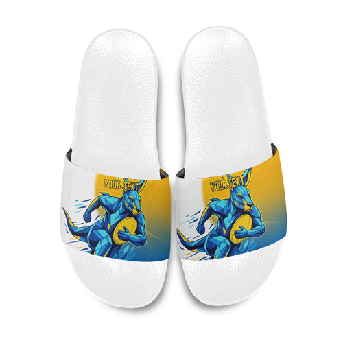 Personalised Australian Oztag Kangaroo Mascot Slide Sandals Try Tag Triumph Australia Abstract Geometric