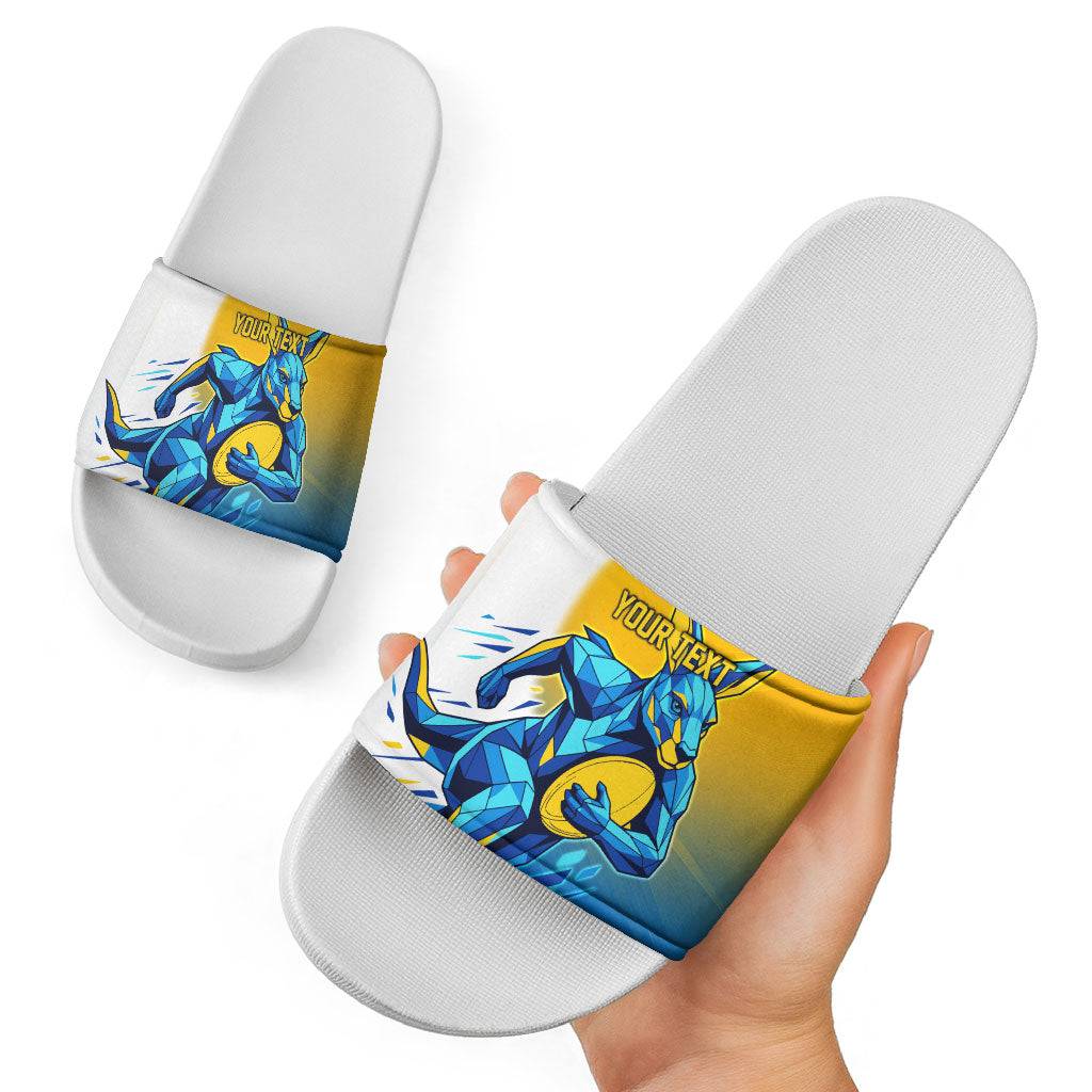 Personalised Australian Oztag Kangaroo Mascot Slide Sandals Try Tag Triumph Australia Abstract Geometric