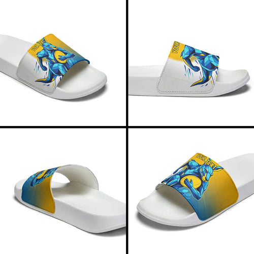 Personalised Australian Oztag Kangaroo Mascot Slide Sandals Try Tag Triumph Australia Abstract Geometric