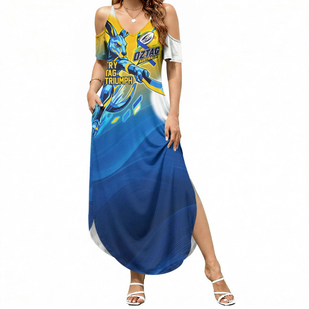 Personalised Australian Oztag Kangaroo Mascot Summer Maxi Dress Try Tag Triumph Australia Abstract Geometric