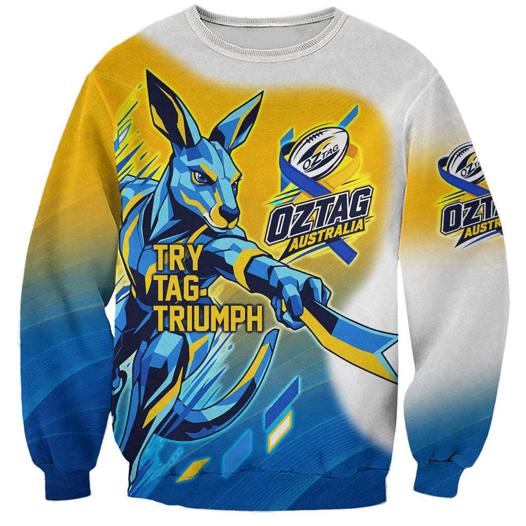 Personalised Australian Oztag Kangaroo Mascot Sweatshirt Try Tag Triumph Australia Abstract Geometric