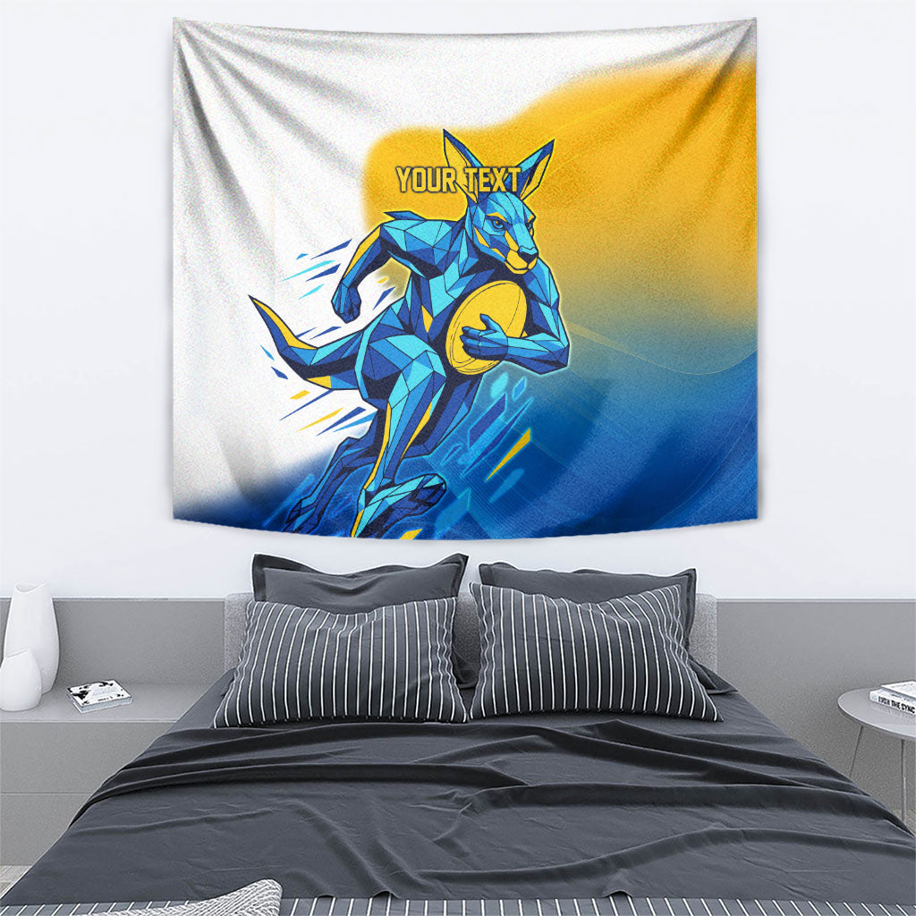 Personalised Australian Oztag Kangaroo Mascot Tapestry Try Tag Triumph Australia Abstract Geometric