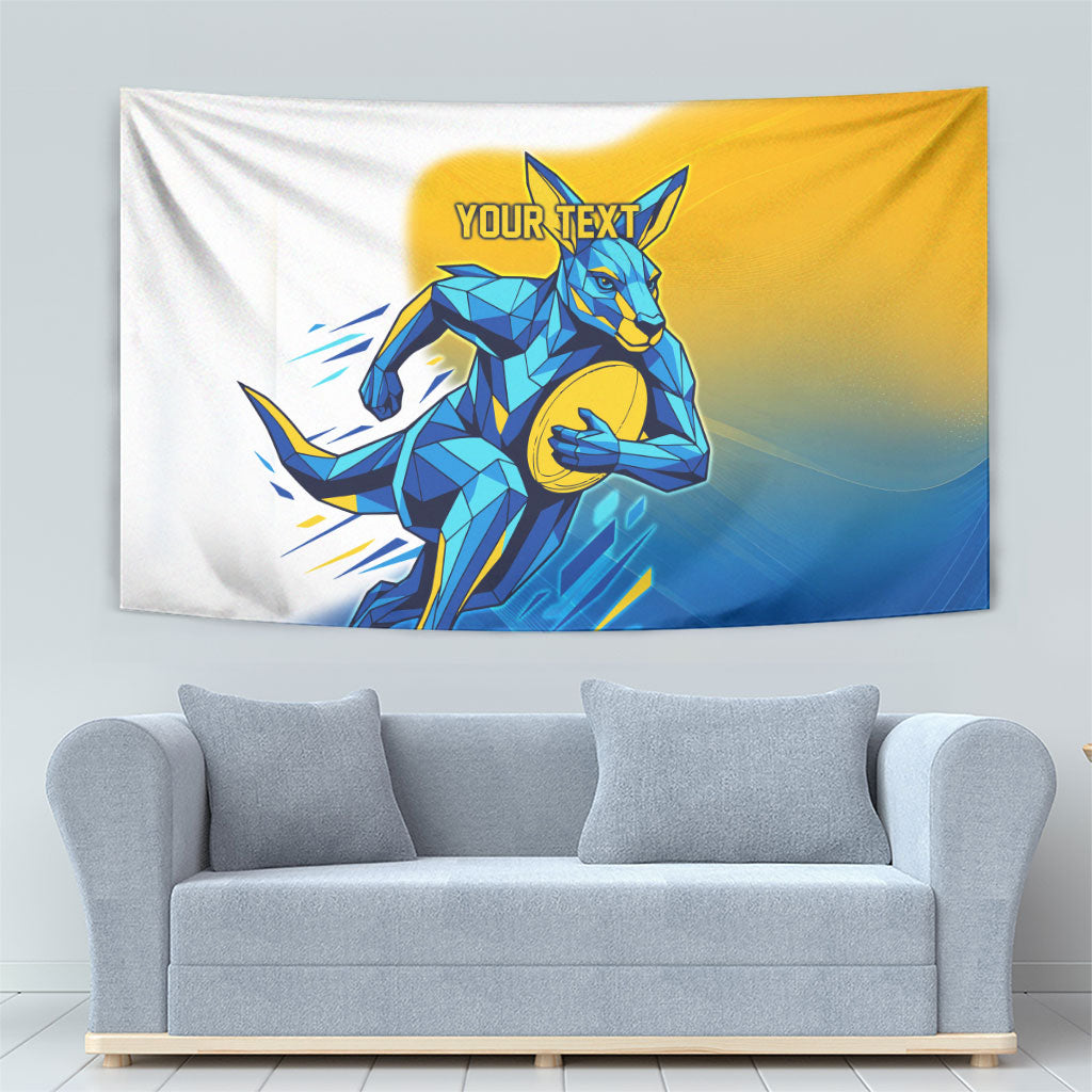Personalised Australian Oztag Kangaroo Mascot Tapestry Try Tag Triumph Australia Abstract Geometric