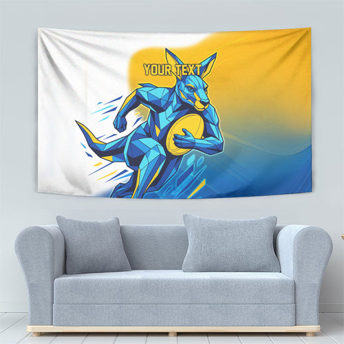 Personalised Australian Oztag Kangaroo Mascot Tapestry Try Tag Triumph Australia Abstract Geometric