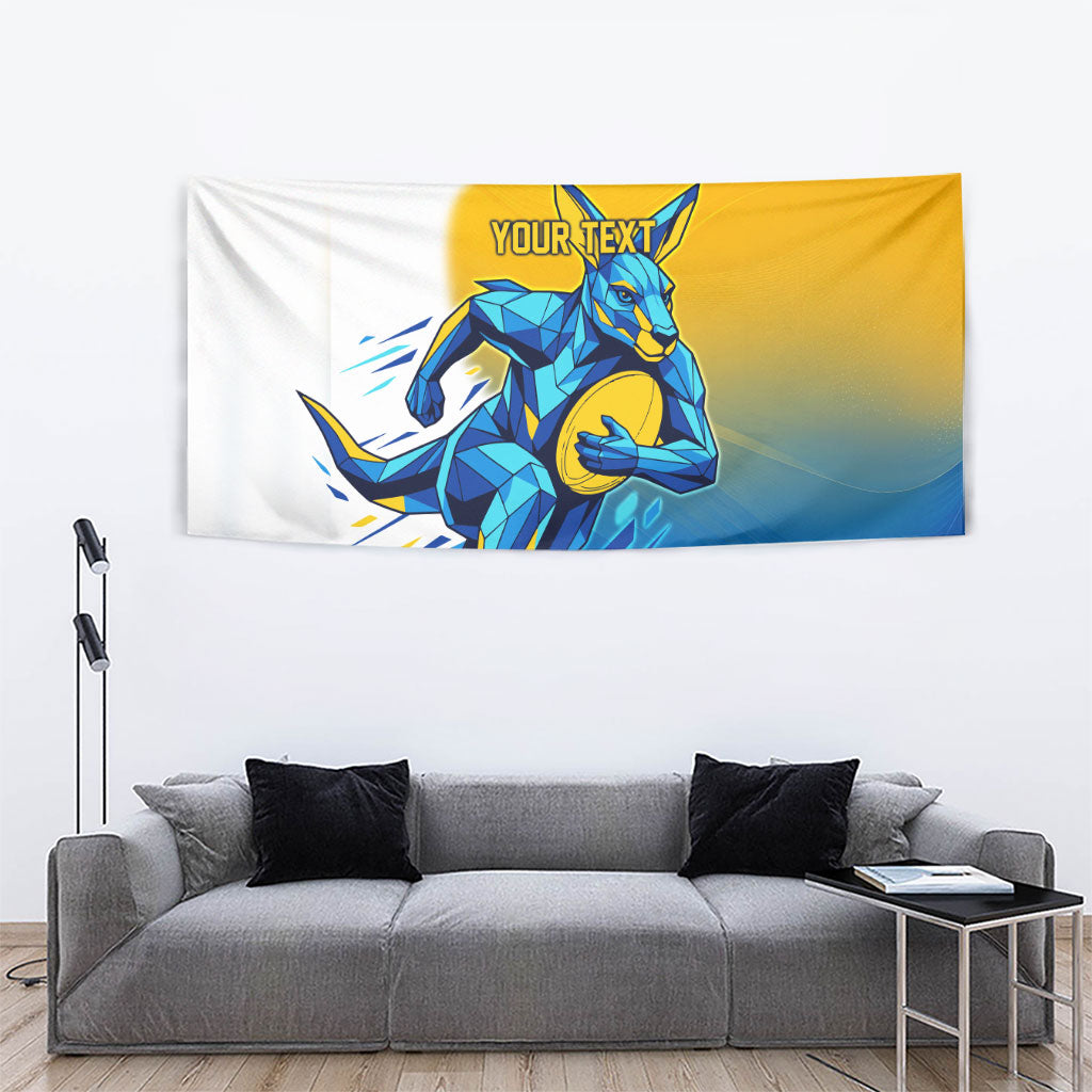 Personalised Australian Oztag Kangaroo Mascot Tapestry Try Tag Triumph Australia Abstract Geometric