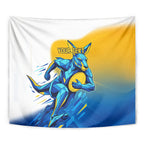 Personalised Australian Oztag Kangaroo Mascot Tapestry Try Tag Triumph Australia Abstract Geometric