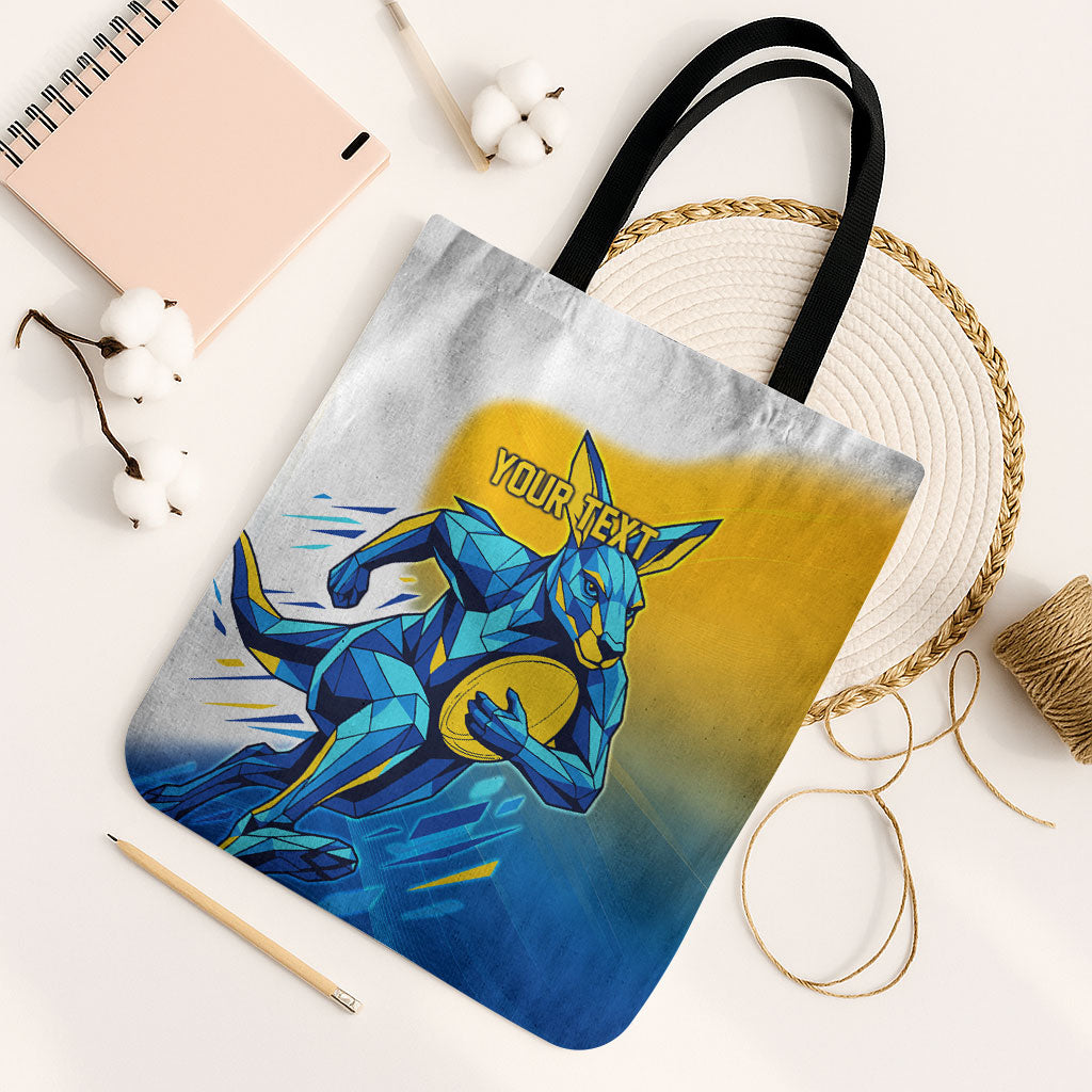 Personalised Australian Oztag Kangaroo Mascot Tote Bag Try Tag Triumph Australia Abstract Geometric