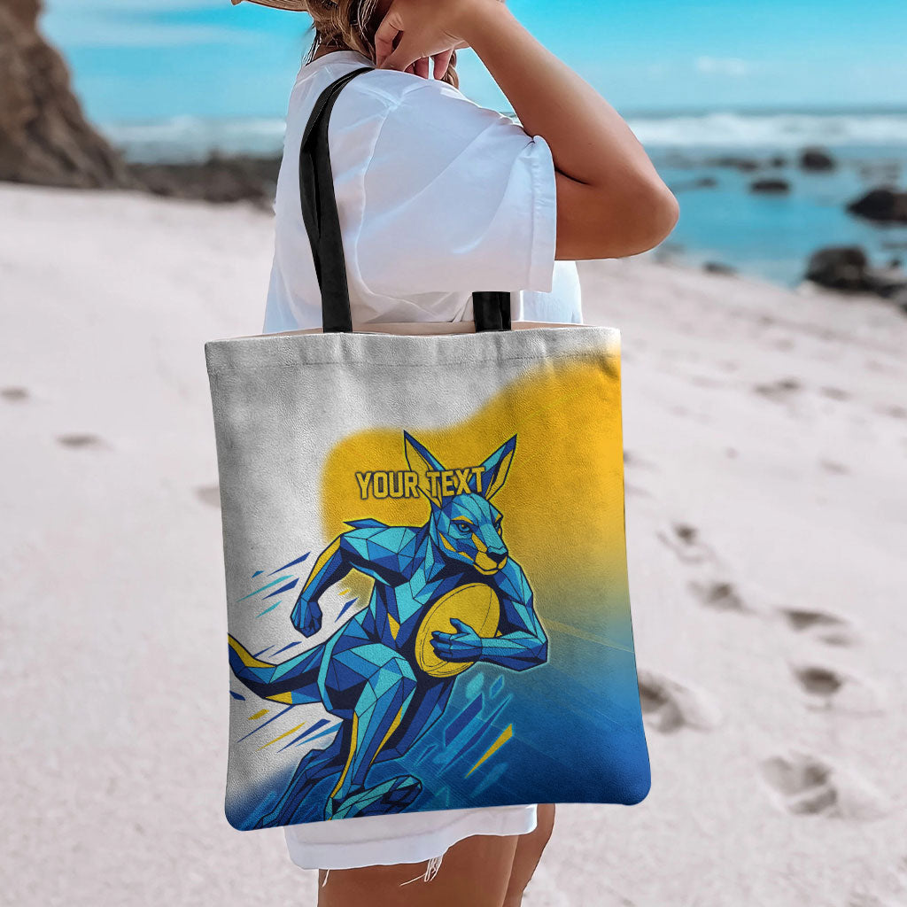 Personalised Australian Oztag Kangaroo Mascot Tote Bag Try Tag Triumph Australia Abstract Geometric
