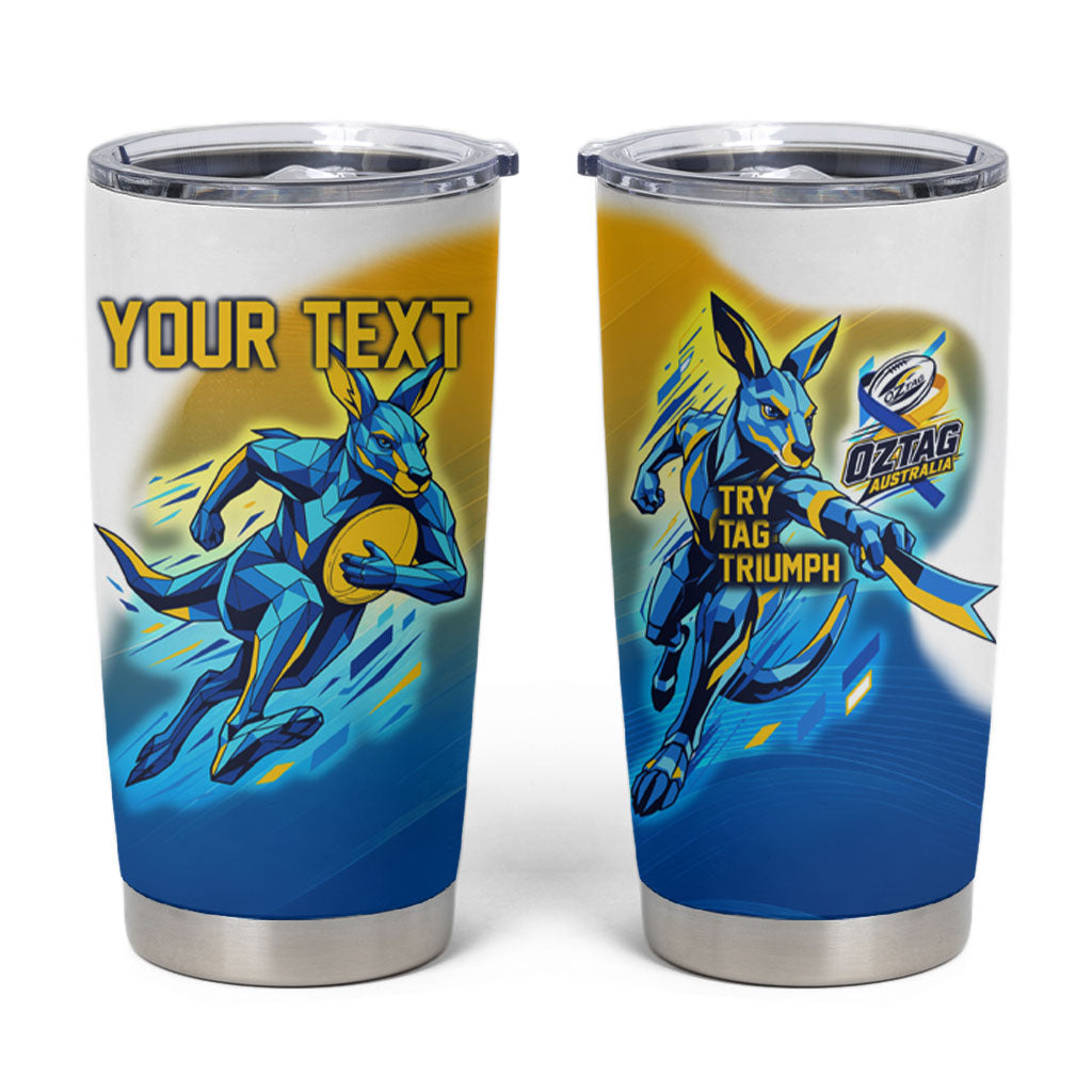 Personalised Australian Oztag Kangaroo Mascot Tumbler Cup Try Tag Triumph Australia Abstract Geometric