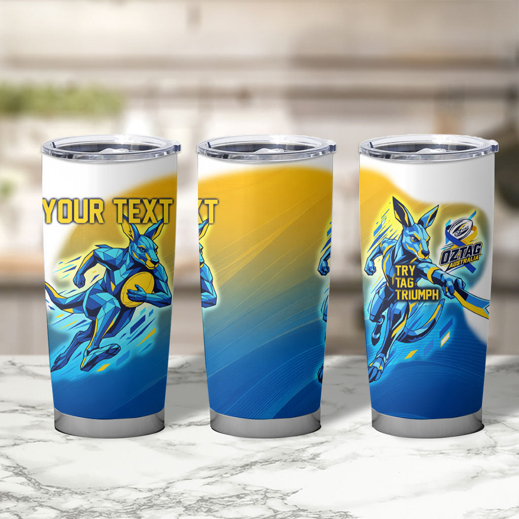 Personalised Australian Oztag Kangaroo Mascot Tumbler Cup Try Tag Triumph Australia Abstract Geometric
