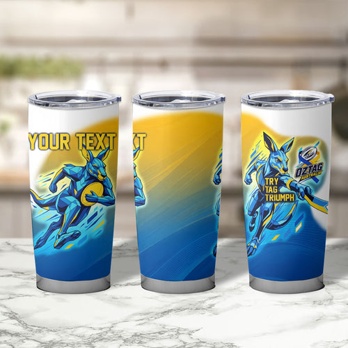 Personalised Australian Oztag Kangaroo Mascot Tumbler Cup Try Tag Triumph Australia Abstract Geometric