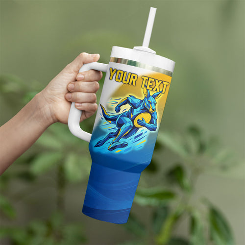 Personalised Australian Oztag Kangaroo Mascot Tumbler With Handle Try Tag Triumph Australia Abstract Geometric