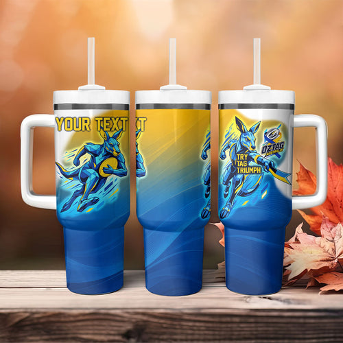 Personalised Australian Oztag Kangaroo Mascot Tumbler With Handle Try Tag Triumph Australia Abstract Geometric