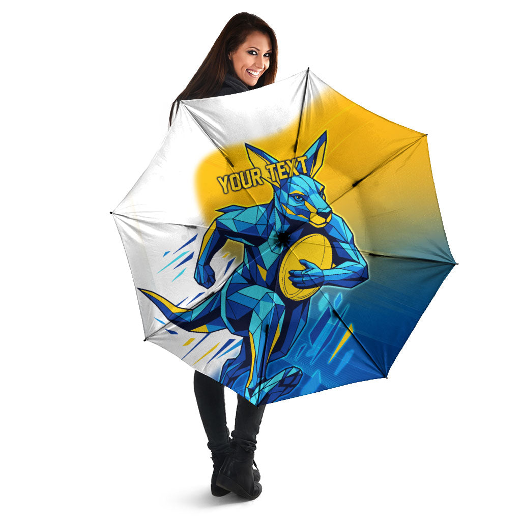 Personalised Australian Oztag Kangaroo Mascot Umbrella Try Tag Triumph Australia Abstract Geometric