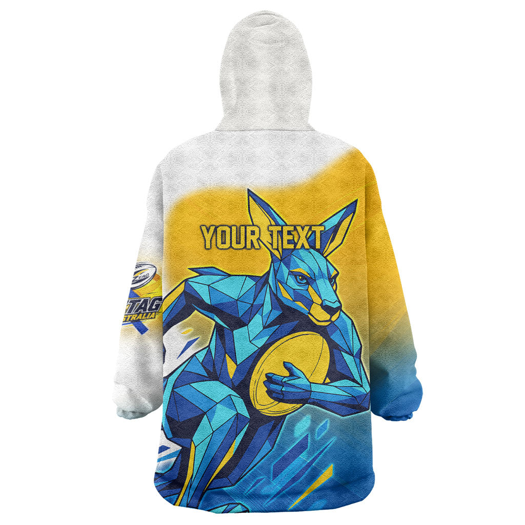 Personalised Australian Oztag Kangaroo Mascot Wearable Blanket Hoodie Try Tag Triumph Australia Abstract Geometric