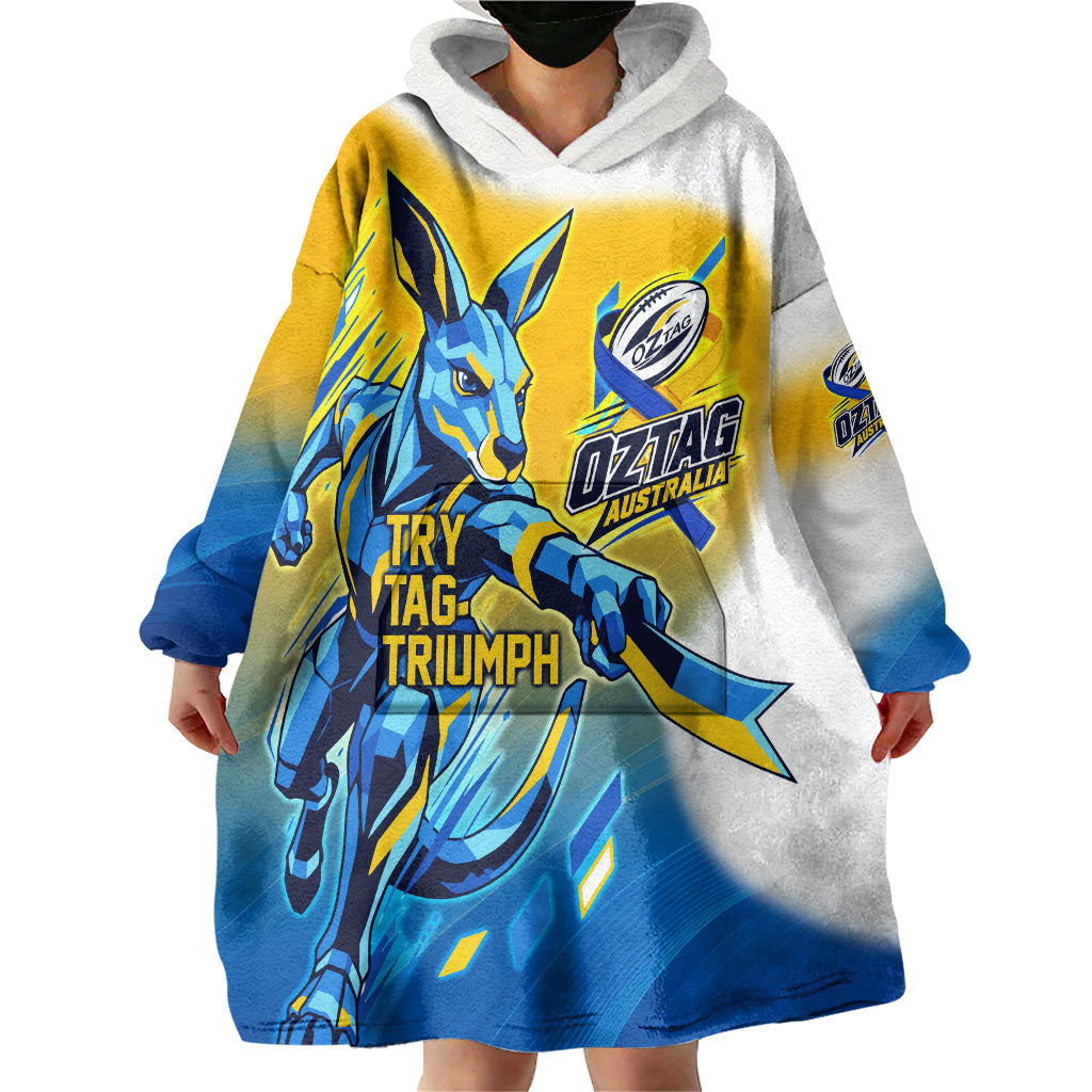 Personalised Australian Oztag Kangaroo Mascot Wearable Blanket Hoodie Try Tag Triumph Australia Abstract Geometric