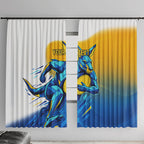 Personalised Australian Oztag Kangaroo Mascot Window Curtain Try Tag Triumph Australia Abstract Geometric