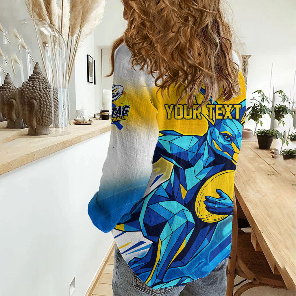 Personalised Australian Oztag Kangaroo Mascot Women Casual Shirt Try Tag Triumph Australia Abstract Geometric