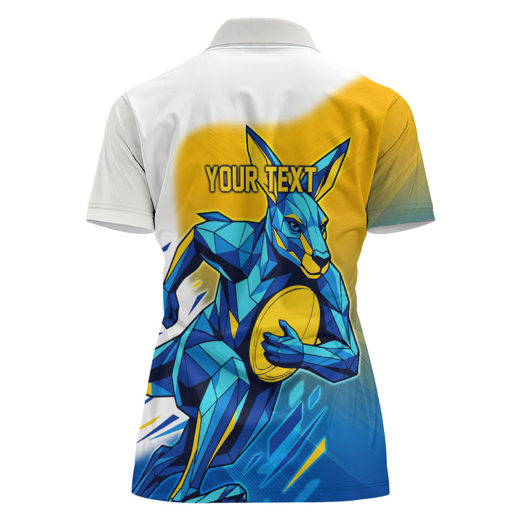 Personalised Australian Oztag Kangaroo Mascot Women Polo Shirt Try Tag Triumph Australia Abstract Geometric