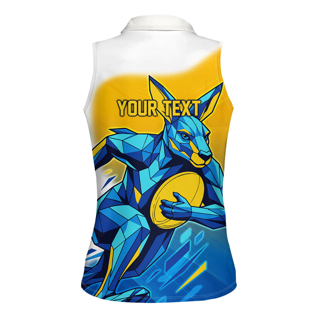 Personalised Australian Oztag Kangaroo Mascot Women Sleeveless Polo Shirt Try Tag Triumph Australia Abstract Geometric