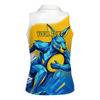 Personalised Australian Oztag Kangaroo Mascot Women Sleeveless Polo Shirt Try Tag Triumph Australia Abstract Geometric