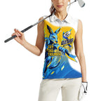 Personalised Australian Oztag Kangaroo Mascot Women Sleeveless Polo Shirt Try Tag Triumph Australia Abstract Geometric