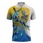 Personalised Australian Oztag Kangaroo Mascot Zipper Polo Shirt Try Tag Triumph Australia Abstract Geometric