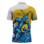 Personalised Australian Oztag Kangaroo Mascot Zipper Polo Shirt Try Tag Triumph Australia Abstract Geometric