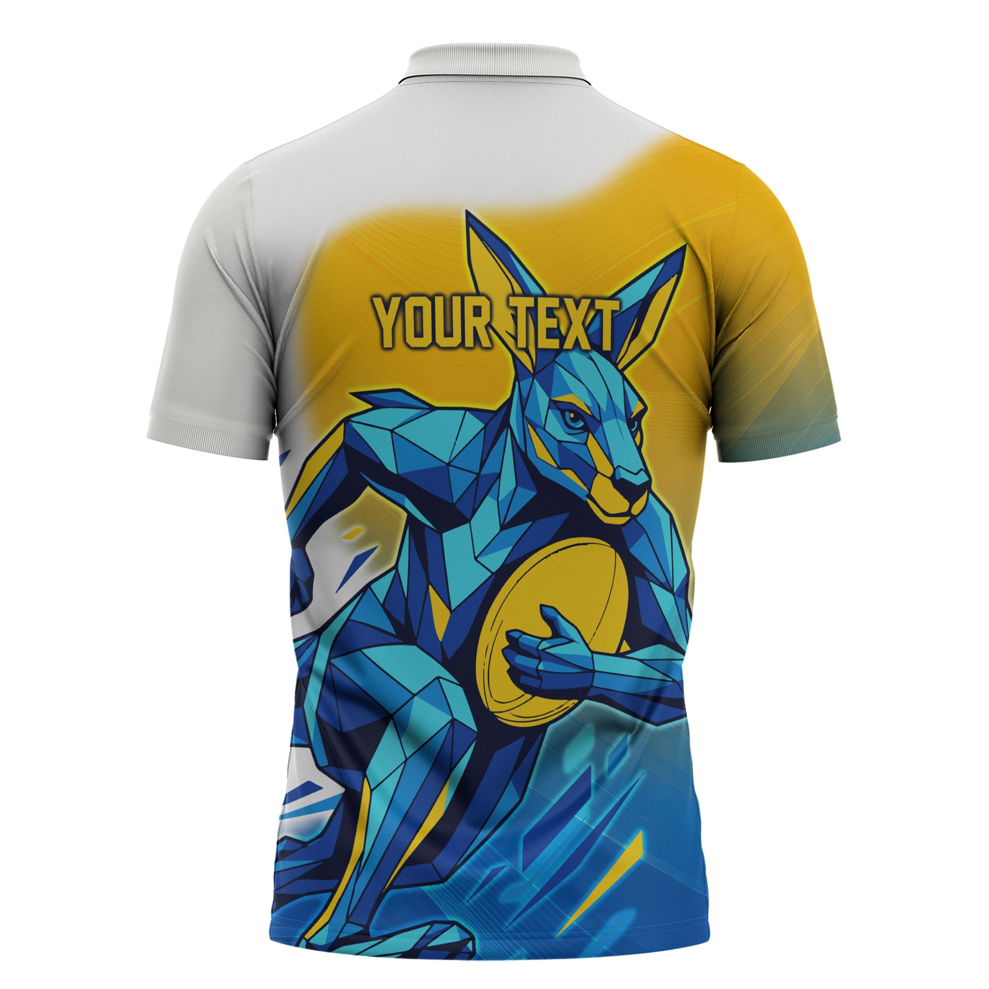 Personalised Australian Oztag Kangaroo Mascot Zipper Polo Shirt Try Tag Triumph Australia Abstract Geometric