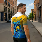 Personalised Australian Oztag Kangaroo Mascot Zipper Polo Shirt Try Tag Triumph Australia Abstract Geometric