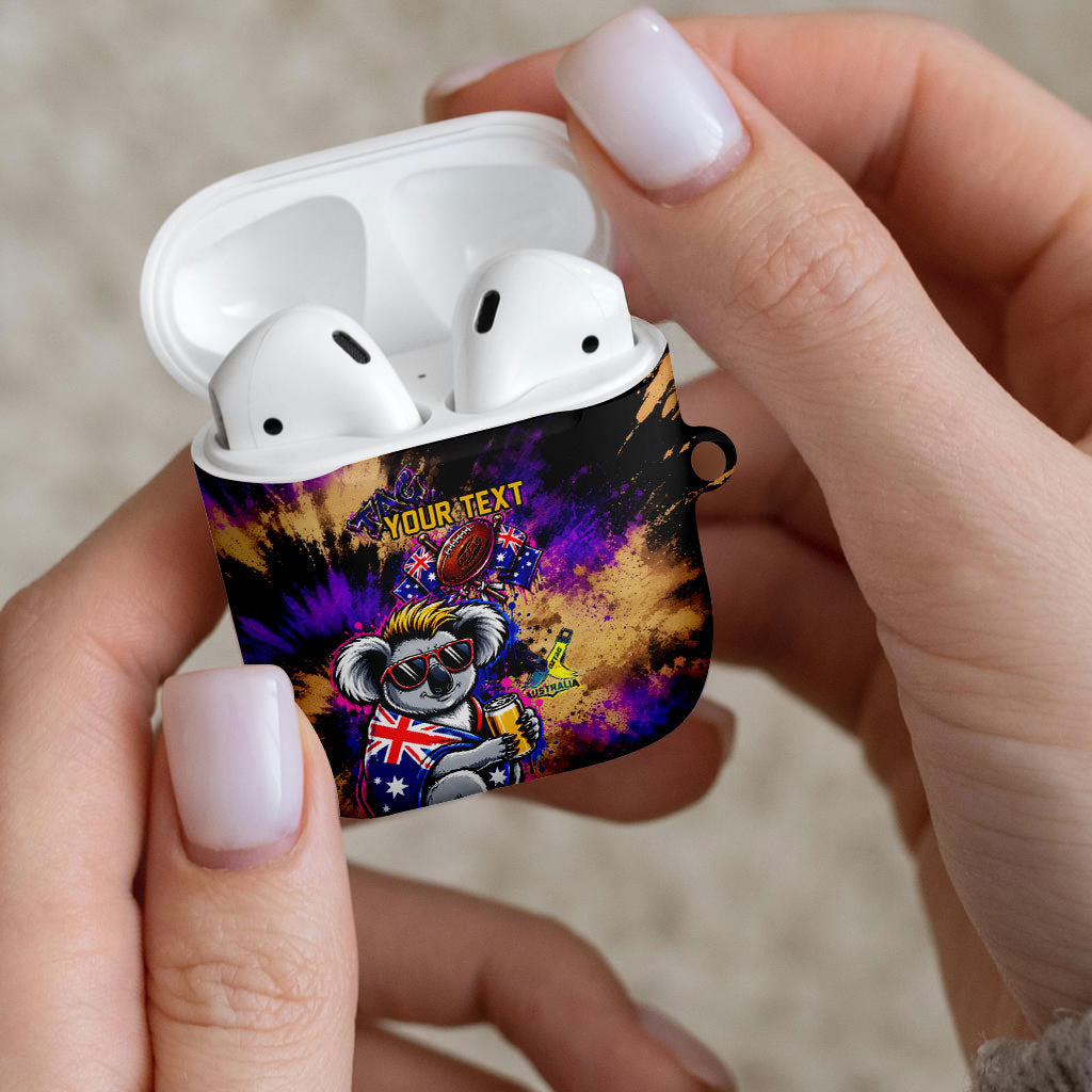 Personalised Australian Oztag Koala Mascot AirPods Case Cool Koala Sunglasses Tie Dye Paint Splatter