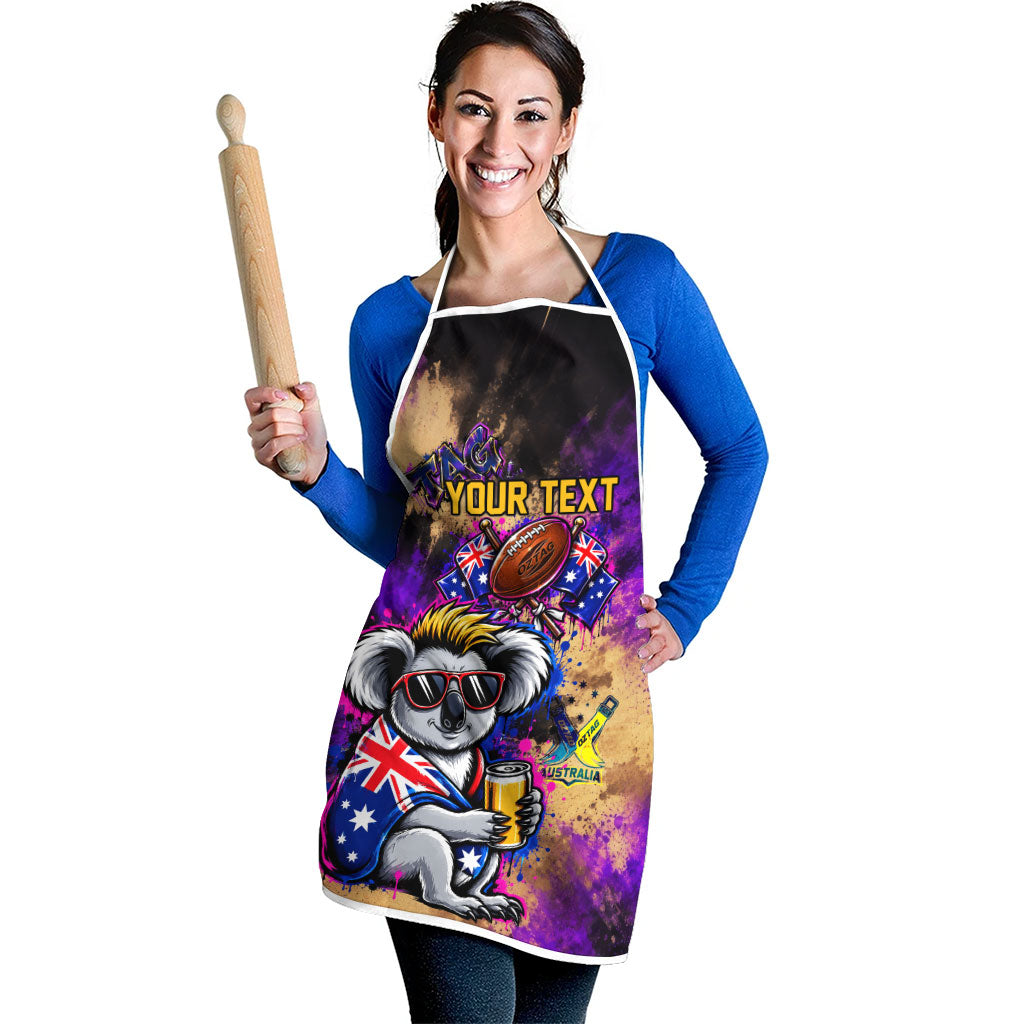 Personalised Australian Oztag Koala Mascot Apron Cool Koala Sunglasses Tie Dye Paint Splatter