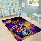 Personalised Australian Oztag Koala Mascot Area Rug Cool Koala Sunglasses Tie Dye Paint Splatter