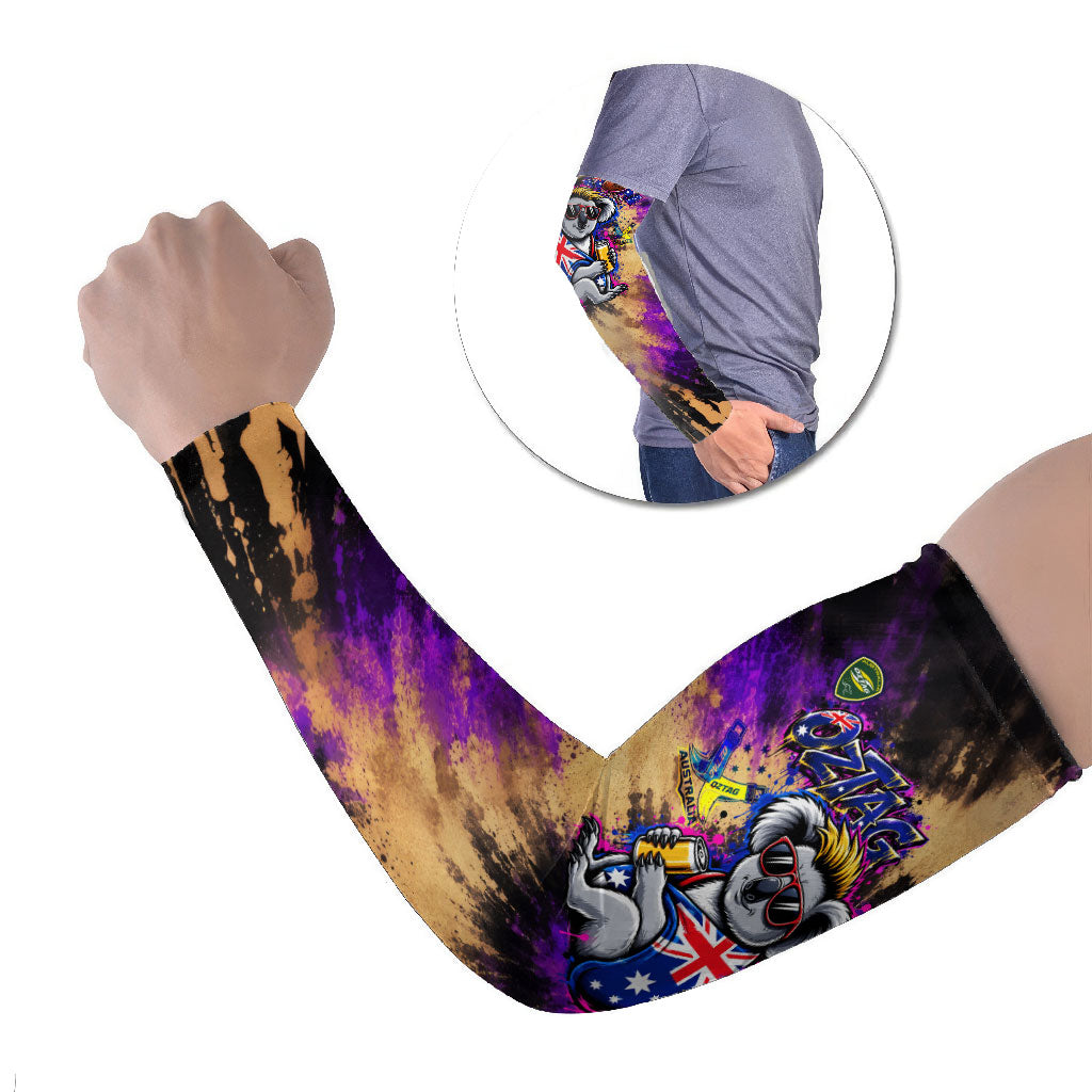 Personalised Australian Oztag Koala Mascot Arm Sleeves Cool Koala Sunglasses Tie Dye Paint Splatter
