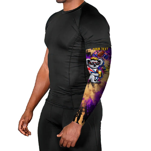 Personalised Australian Oztag Koala Mascot Arm Sleeves Cool Koala Sunglasses Tie Dye Paint Splatter