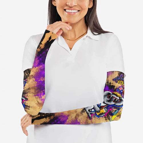 Personalised Australian Oztag Koala Mascot Arm Sleeves Cool Koala Sunglasses Tie Dye Paint Splatter