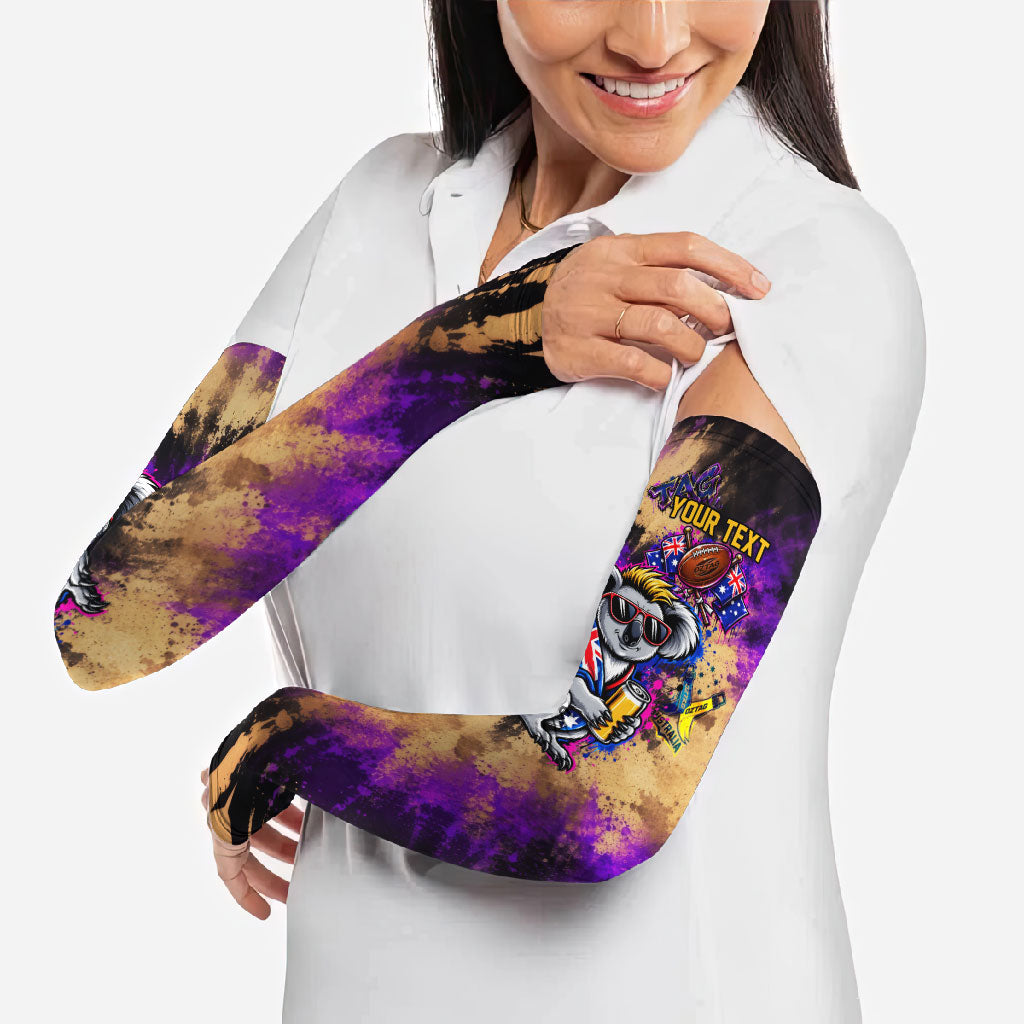 Personalised Australian Oztag Koala Mascot Arm Sleeves Cool Koala Sunglasses Tie Dye Paint Splatter
