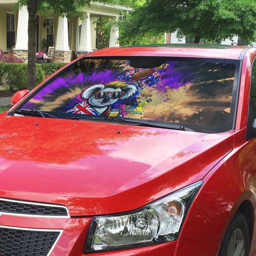 Personalised Australian Oztag Koala Mascot Auto Sun Shade Cool Koala Sunglasses Tie Dye Paint Splatter