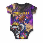 Personalised Australian Oztag Koala Mascot Baby Onesie Cool Koala Sunglasses Tie Dye Paint Splatter