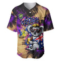Personalised Australian Oztag Koala Mascot Baseball Jersey Cool Koala Sunglasses Tie Dye Paint Splatter