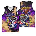 Personalised Australian Oztag Koala Mascot Basketball Jersey Cool Koala Sunglasses Tie Dye Paint Splatter