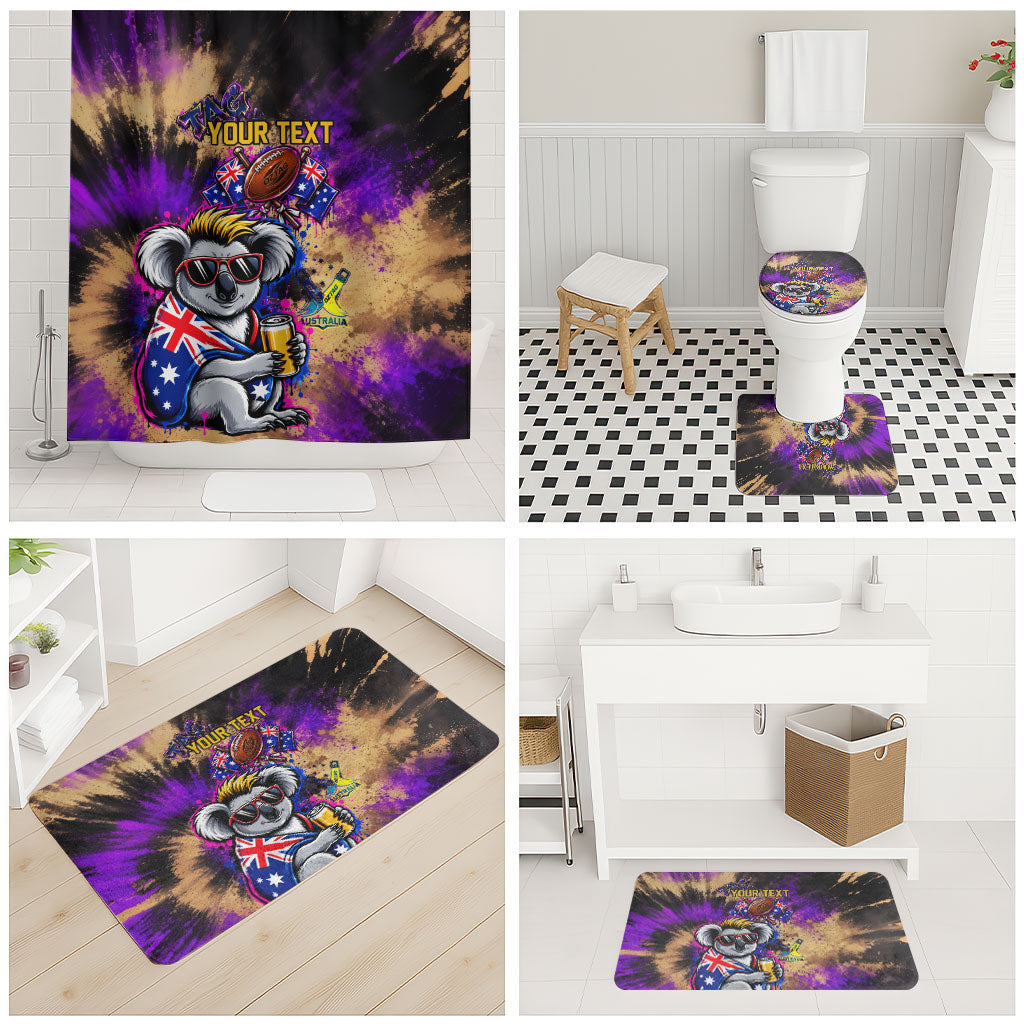 Personalised Australian Oztag Koala Mascot Bathroom Set Cool Koala Sunglasses Tie Dye Paint Splatter