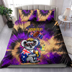 Personalised Australian Oztag Koala Mascot Bedding Set Cool Koala Sunglasses Tie Dye Paint Splatter