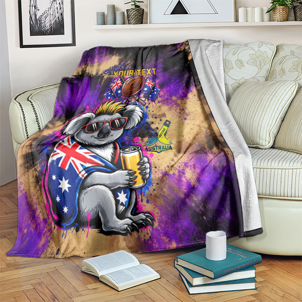Personalised Australian Oztag Koala Mascot Blanket Cool Koala Sunglasses Tie Dye Paint Splatter