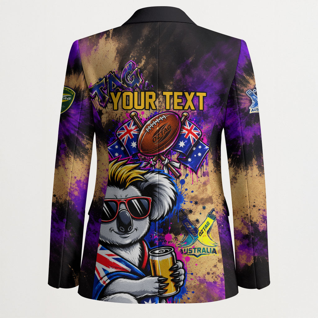 Personalised Australian Oztag Koala Mascot Blazer Cool Koala Sunglasses Tie Dye Paint Splatter