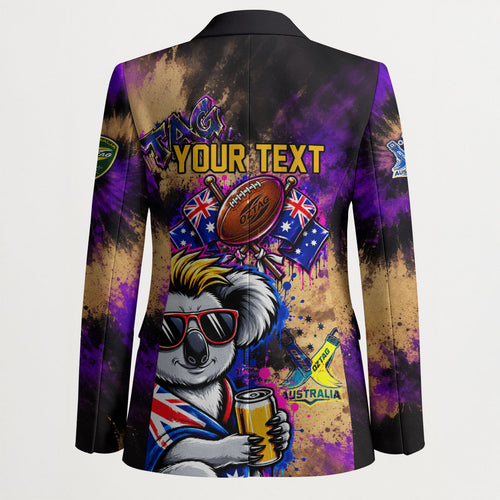 Personalised Australian Oztag Koala Mascot Blazer Cool Koala Sunglasses Tie Dye Paint Splatter