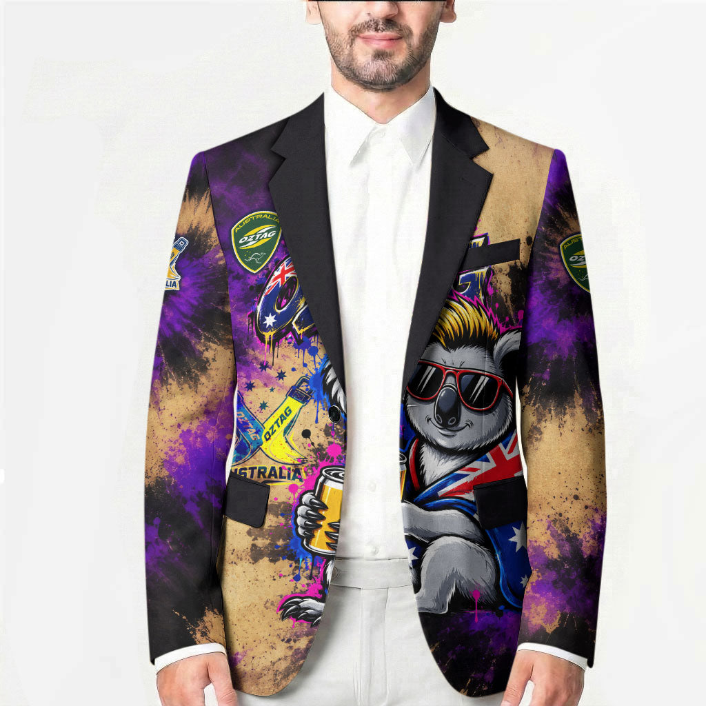Personalised Australian Oztag Koala Mascot Blazer Cool Koala Sunglasses Tie Dye Paint Splatter
