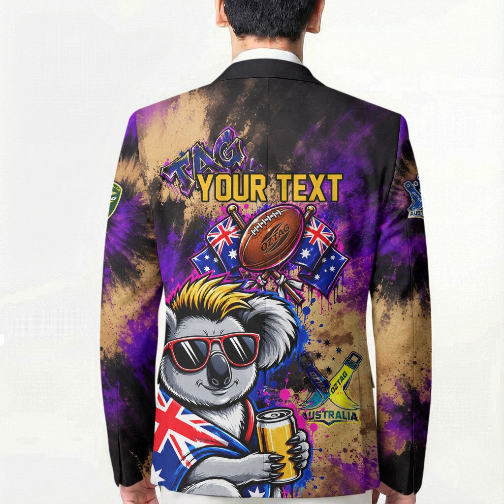 Personalised Australian Oztag Koala Mascot Blazer Cool Koala Sunglasses Tie Dye Paint Splatter