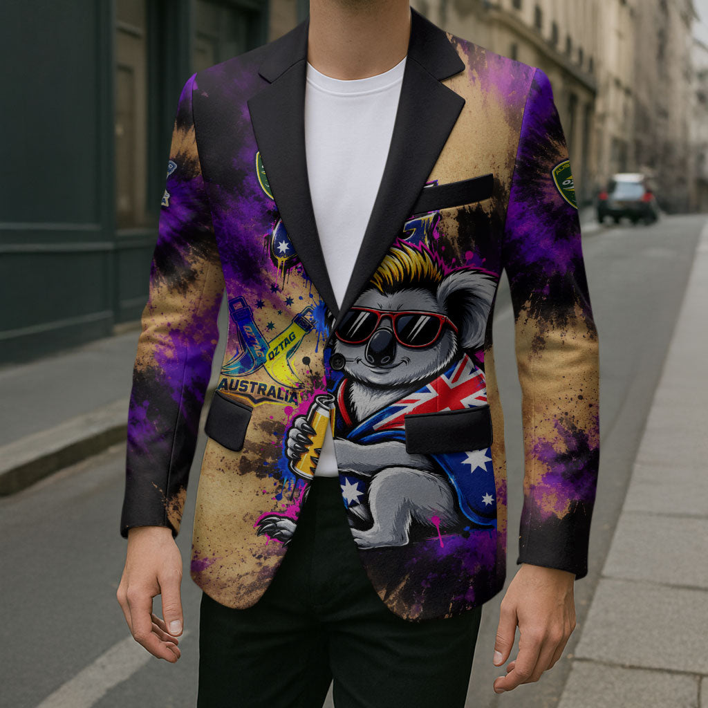 Personalised Australian Oztag Koala Mascot Blazer Cool Koala Sunglasses Tie Dye Paint Splatter