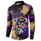 Personalised Australian Oztag Koala Mascot Button Sweatshirt Cool Koala Sunglasses Tie Dye Paint Splatter